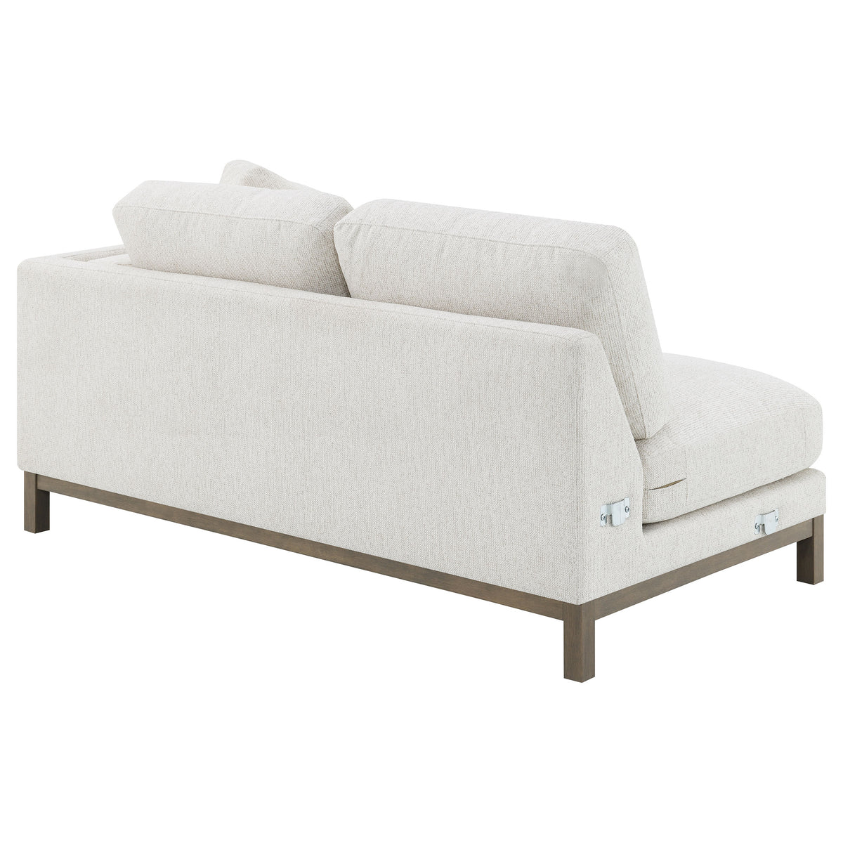 Geneva Boucle Sectional with Left Chaise & Wood Arm Accent Chair - Sand on Ash Brown Wood Base – view 12