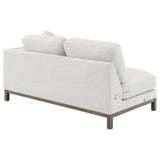Geneva Boucle Sectional with Left Chaise & Wood Arm Accent Chair - Sand on Ash Brown Wood Base – view 12