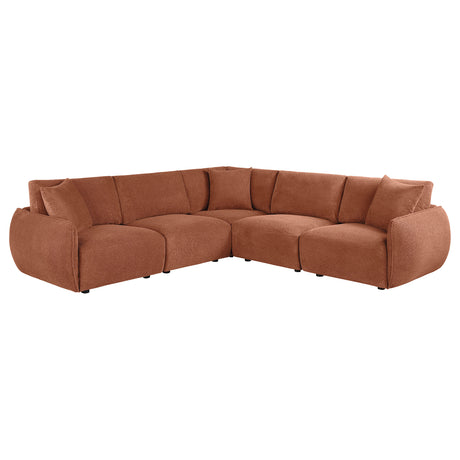 Elysia Modular Sectional, Sofa & Loveseat - 5pcs- Sectional (LAF + 2 Armless + Corner + RAF)