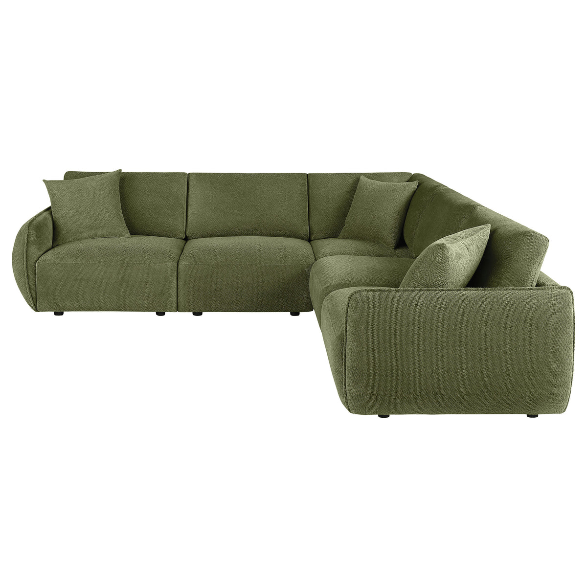 Elysia Modular Sectional, Sofa & Loveseat - Green Chenille Low-Profile Seating with Black Feet – view 6