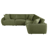 Elysia Modular Sectional, Sofa & Loveseat - Green Chenille Low-Profile Seating with Black Feet – view 6