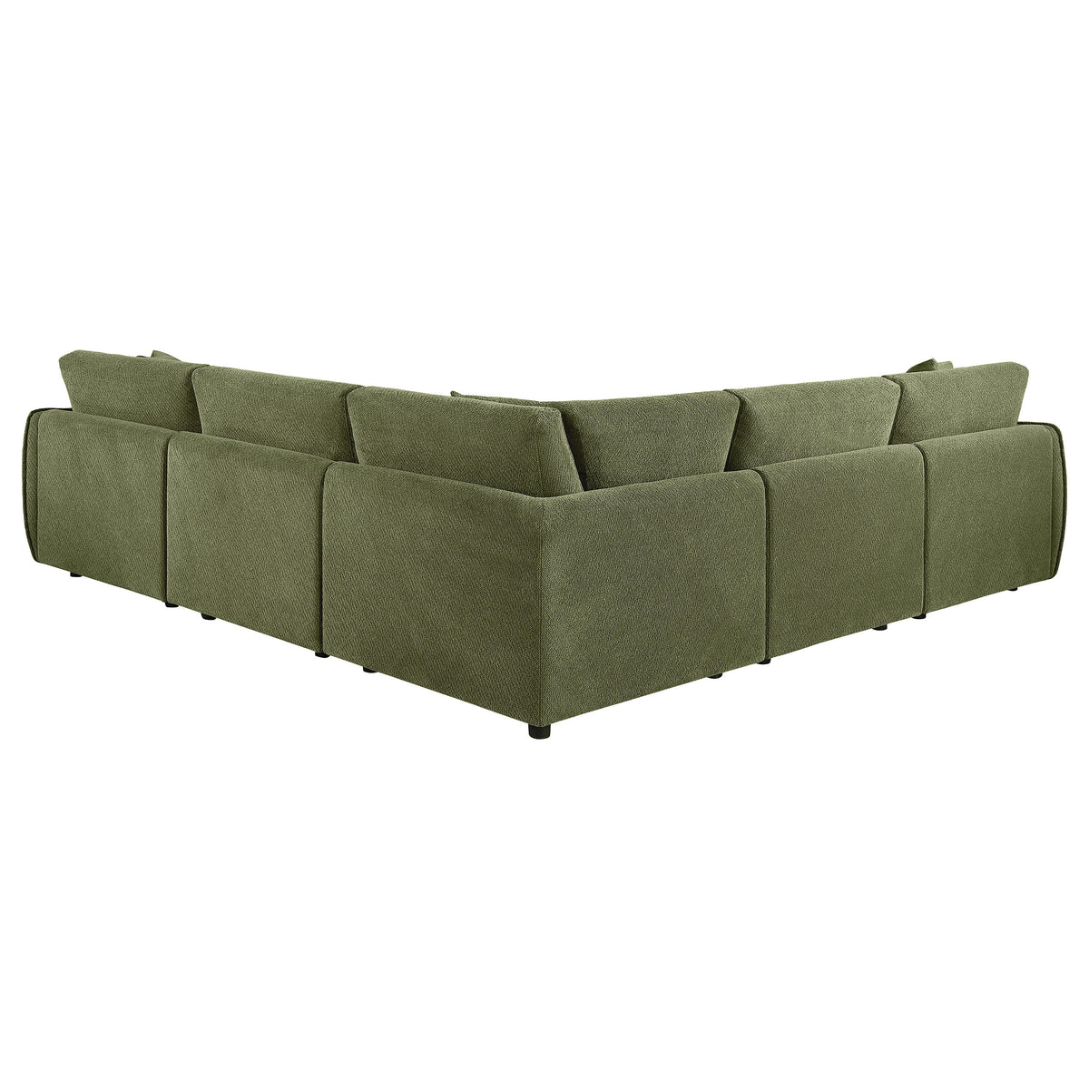 Elysia Modular Sectional, Sofa & Loveseat - Green Chenille Low-Profile Seating with Black Feet – view 7