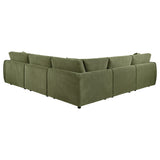 Elysia Modular Sectional, Sofa & Loveseat - Green Chenille Low-Profile Seating with Black Feet – view 7