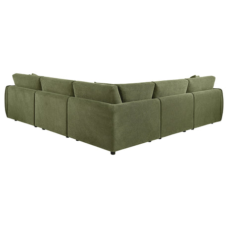 Elysia Modular Sectional, Sofa & Loveseat - Green Chenille Low-Profile Seating with Black Feet – view 7