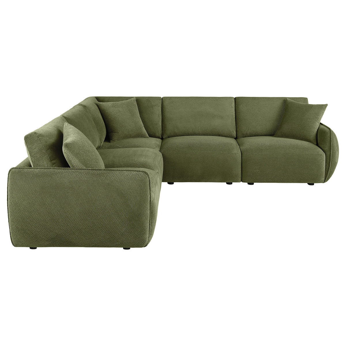 Elysia Modular Sectional, Sofa & Loveseat - Green Chenille Low-Profile Seating with Black Feet – view 8