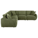 Elysia Modular Sectional, Sofa & Loveseat - Green Chenille Low-Profile Seating with Black Feet – view 8