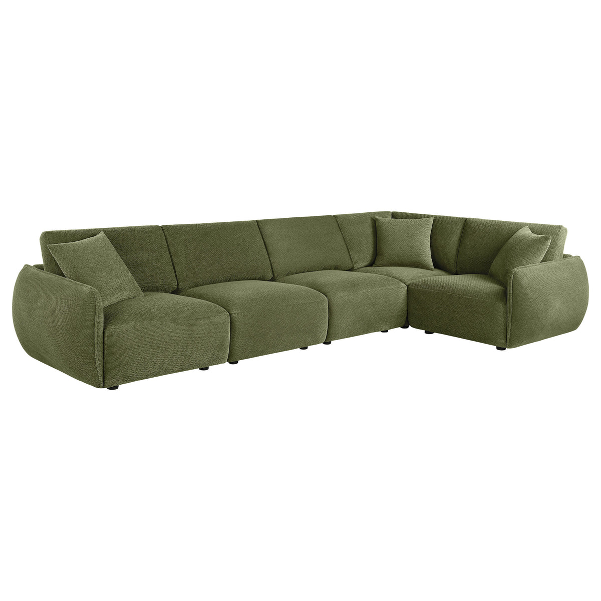 Elysia Modular Sectional, Sofa & Loveseat - Green Chenille Low-Profile Seating with Black Feet – view 9