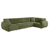 Elysia Modular Sectional, Sofa & Loveseat - Green Chenille Low-Profile Seating with Black Feet – view 9
