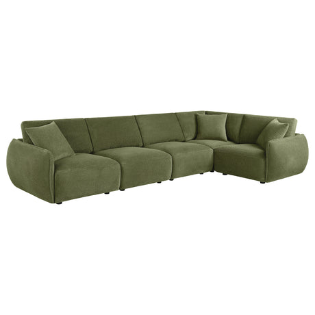 Elysia Modular Sectional, Sofa & Loveseat - Green Chenille Low-Profile Seating with Black Feet – view 9