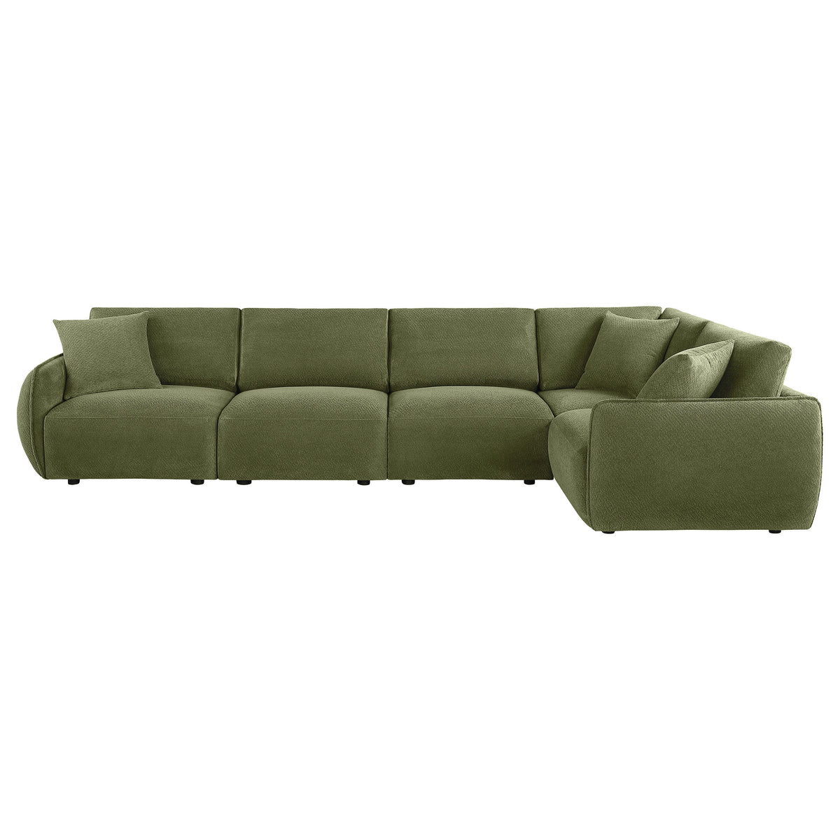 Elysia Modular Sectional, Sofa & Loveseat - Green Chenille Low-Profile Seating with Black Feet – view 10