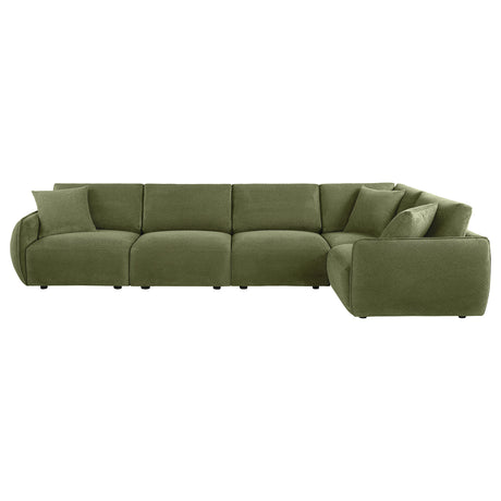Elysia Modular Sectional, Sofa & Loveseat - Green Chenille Low-Profile Seating with Black Feet – view 10
