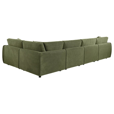 Elysia Modular Sectional, Sofa & Loveseat - Green Chenille Low-Profile Seating with Black Feet – view 11