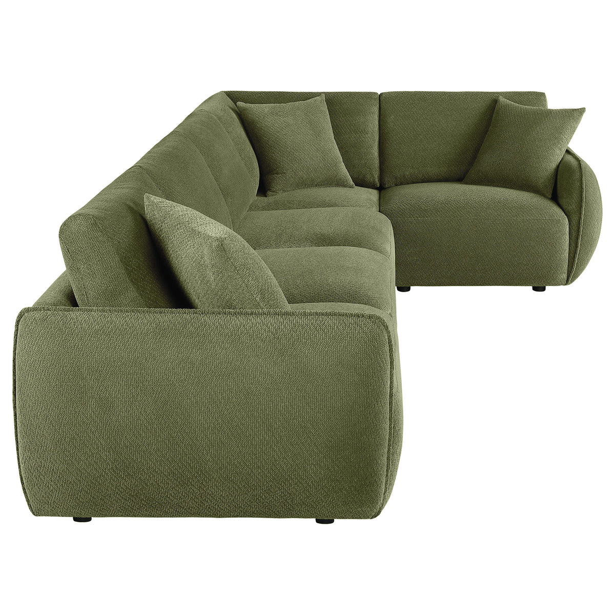 Elysia Modular Sectional, Sofa & Loveseat - Green Chenille Low-Profile Seating with Black Feet – view 12
