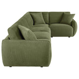 Elysia Modular Sectional, Sofa & Loveseat - Green Chenille Low-Profile Seating with Black Feet – view 12