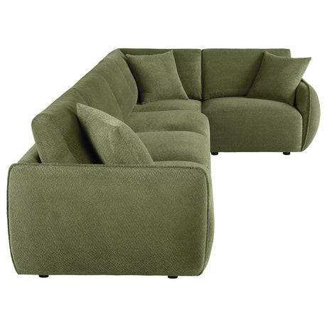 Elysia Modular Sectional, Sofa & Loveseat - Green Chenille Low-Profile Seating with Black Feet – view 12