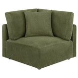 Elysia Modular Sectional, Sofa & Loveseat - Green Chenille Low-Profile Seating with Black Feet – view 14