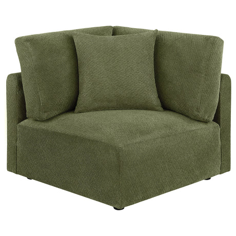 Elysia Modular Sectional, Sofa & Loveseat - Green Chenille Low-Profile Seating with Black Feet – view 14