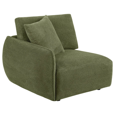 Elysia Modular Sectional, Sofa & Loveseat - Green Chenille Low-Profile Seating with Black Feet – view 15