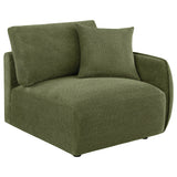 Elysia Modular Sectional, Sofa & Loveseat - Green Chenille Low-Profile Seating with Black Feet – view 16