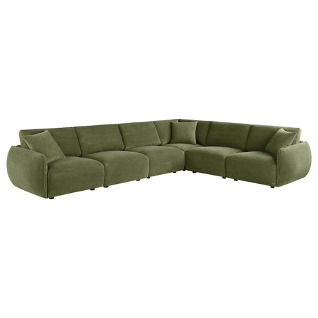 Elysia Modular Sectional, Sofa & Loveseat - 6pcs- Sectional (LAF + 3 Armless + Corner + RAF)