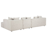 Amara Modular Sectional Sofa, Armless Chair & Ottoman - Channel-Tufted Ivory Fabric with Track Arms – view 14