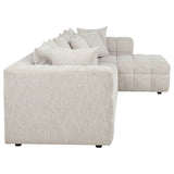 Amara Modular Sectional Sofa, Armless Chair & Ottoman - Channel-Tufted Ivory Fabric with Track Arms – view 15