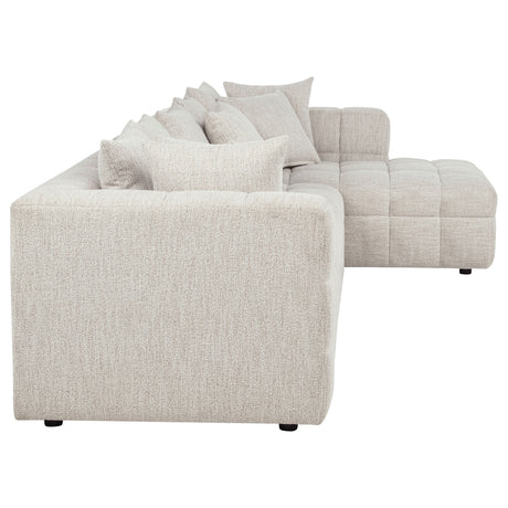 Amara Modular Sectional Sofa, Armless Chair & Ottoman - Channel-Tufted Ivory Fabric with Track Arms – view 15