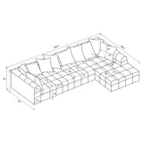 Amara Modular Sectional Sofa, Armless Chair & Ottoman - Channel-Tufted Ivory Fabric with Track Arms – view 20