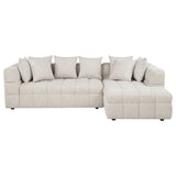 Amara Modular Sectional Sofa, Armless Chair & Ottoman - Channel-Tufted Ivory Fabric with Track Arms – view 6