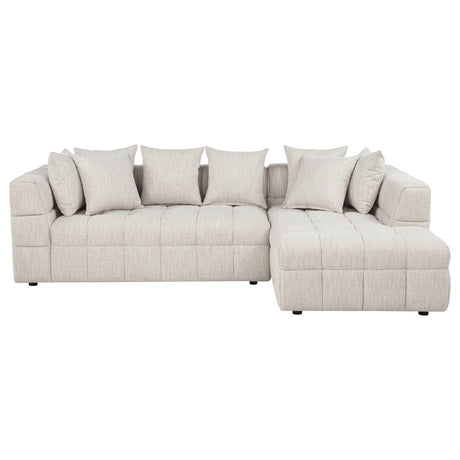 Amara Modular Sectional Sofa, Armless Chair & Ottoman - Channel-Tufted Ivory Fabric with Track Arms – view 6