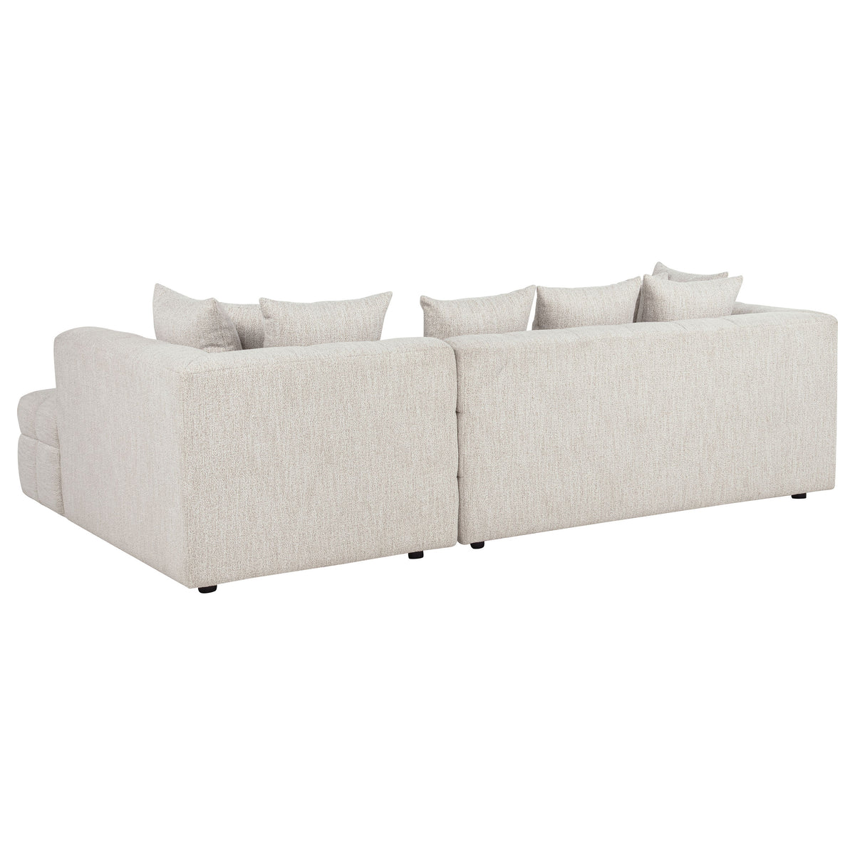 Amara Modular Sectional Sofa, Armless Chair & Ottoman - Channel-Tufted Ivory Fabric with Track Arms – view 7