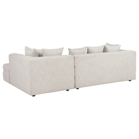 Amara Modular Sectional Sofa, Armless Chair & Ottoman - Channel-Tufted Ivory Fabric with Track Arms – view 7