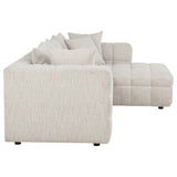 Amara Modular Sectional Sofa, Armless Chair & Ottoman - Channel-Tufted Ivory Fabric with Track Arms – view 8