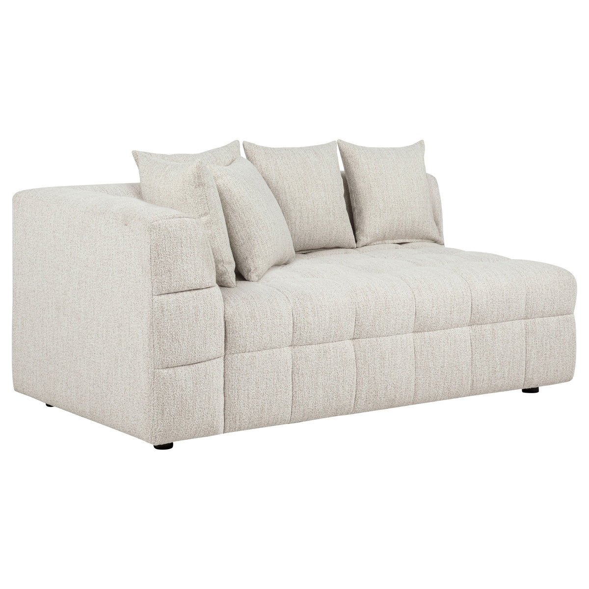Amara Modular Sectional Sofa, Armless Chair & Ottoman - Channel-Tufted Ivory Fabric with Track Arms – view 9