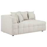 Amara Modular Sectional Sofa, Armless Chair & Ottoman - Channel-Tufted Ivory Fabric with Track Arms – view 9