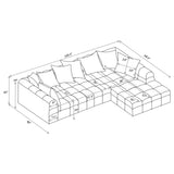 Amara Modular Sectional Sofa, Armless Chair & Ottoman - Channel-Tufted Ivory Fabric with Track Arms – view 12