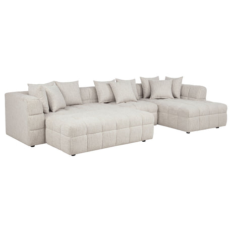 Amara Modular Sectional Sofa, Armless Chair & Ottoman - 4pcs- LAF Loveseat + Armless Chair + RAF Chaise + Ottoman