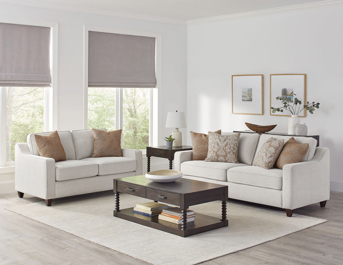 Christine Sloped Arm Sofa, Loveseat & Accent Chair - 2pcs- Sofa + Loveseat