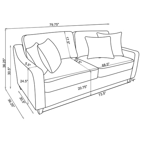 Christine Sloped Arm Sofa, Loveseat & Accent Chair - Beige Chenille with Tapered Legs, Transitional Living Room Sets – view 18