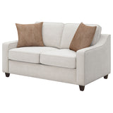 Christine Sloped Arm Sofa, Loveseat & Accent Chair - Beige Chenille with Tapered Legs, Transitional Living Room Sets