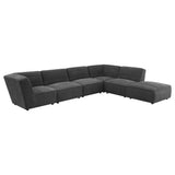 Sunny Modular Boucle Sectional Sofa - Channel Tufted Dark Charcoal, 6-Piece Set, Armless Chair or Ottoman – view 4