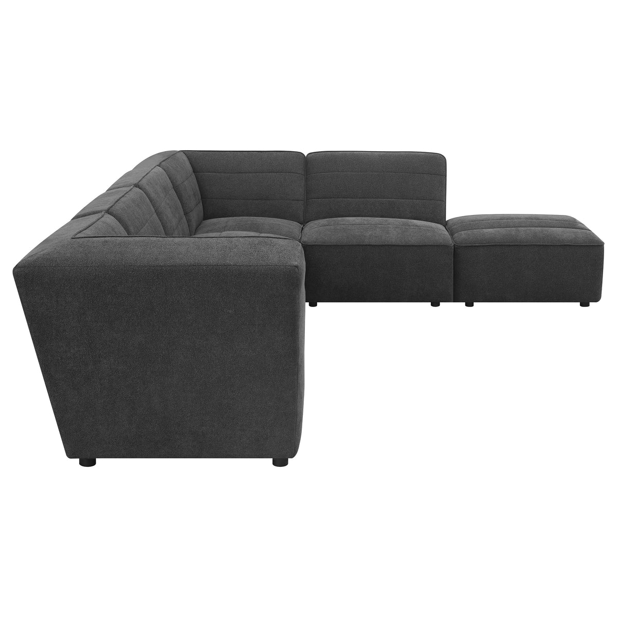 Sunny Modular Boucle Sectional Sofa - Channel Tufted Dark Charcoal, 6-Piece Set, Armless Chair or Ottoman – view 7