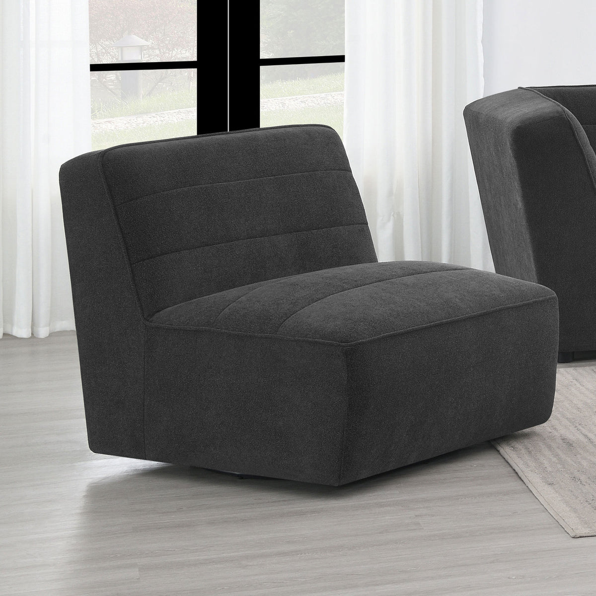 Sunny Modular Boucle Sectional Sofa - Channel Tufted Dark Charcoal, 6-Piece Set, Armless Chair or Ottoman – view 18