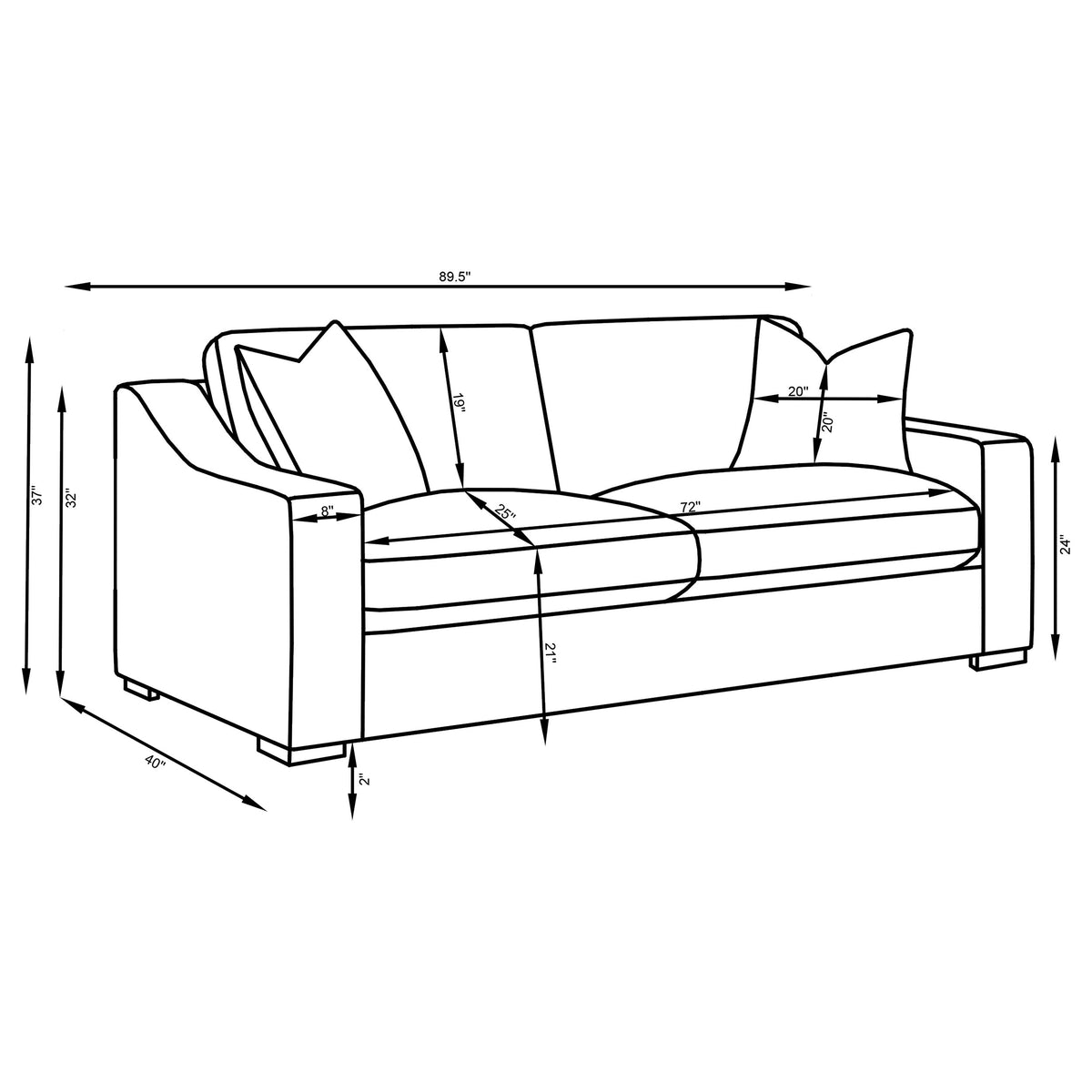 Ashlyn Track Arm Sofa, Loveseat & Chair - Sand Fabric with Pocket Coil Seating, Living Room Sets – view 14
