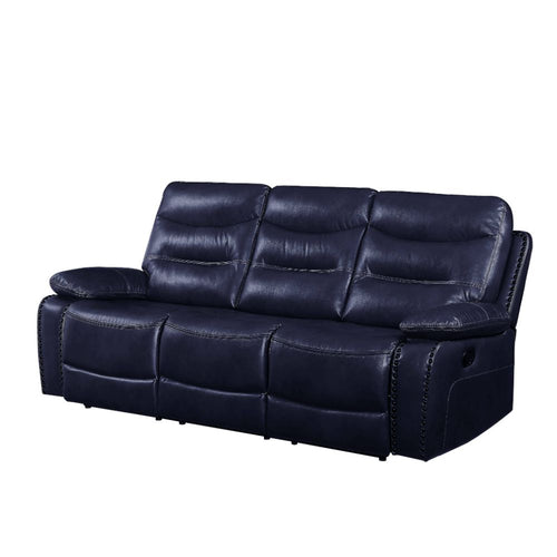 Aashi Motion Reclining Sofa, Loveseat & Recliner - Horizontal Tufting in Navy or Brown LeatherGel