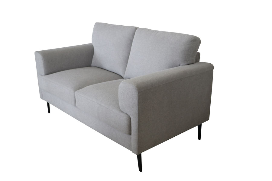 Kyrene Contemporary Loveseat & Chair - Pocket Coil Seats on Metal Legs in Light Gray Linen