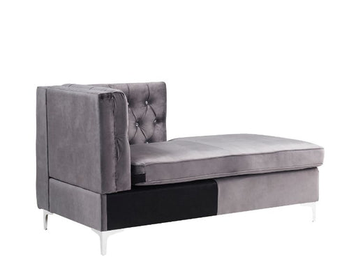 Jaszira Modular Velvet Sectional Pieces - Button Tufting & Nailhead Trim in Gray or Blue Velvet