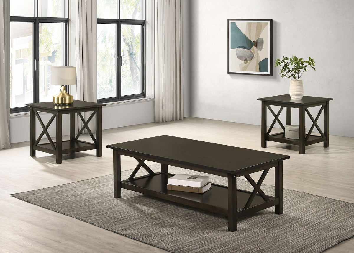 Rachelle 3-Piece Coffee Table Set & Console Table - 3pcs- Coffee Table + 2 End Tables