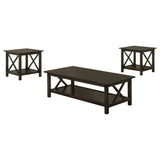 Rachelle 3-Piece Coffee Table Set & Console Table - Transitional X-Side Design in Deep Merlot – view 3