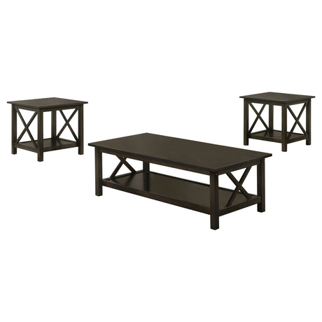Rachelle 3-Piece Coffee Table Set & Console Table - Transitional X-Side Design in Deep Merlot – view 3